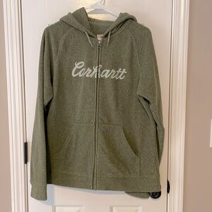 Carhartt L full zip, fleece with pockets and hood army green